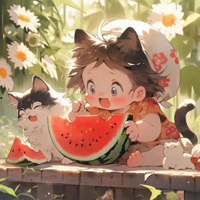 简单吃瓜头像女孩动漫,捕捉日常的欢乐瞬间